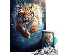 Rompecabezas para Adolescentes 1000 Tigre Submarino Rompecabezas para Adolescentes Juguetes antiestrés Análisis y lógica Ayuda al Ejercicio Cerebral (Tamaño 38x52cm)