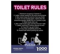 Rompecabezas para Adolescentes 1000 Toilet Rule Funny Bathroom Rompecabezas para Adultos Juguetes Antiestrés Regalos para Mujeres Oferta como Regalos para Toda La Familia 38x26cm/1000pcs