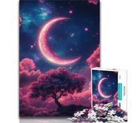 Rompecabezas para Adolescentes 1000 Tree Under The Pink Moon 1000 Piezas para Adultos diseño Vibrante y único Experiencia Relajante y desafiante 75x50cm