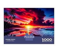 Rompecabezas para Adolescentes 1000 Tropical Beach Sunset with Palm Trees Rompecabezas para Adolescentes Juego De Ingenio Decoración De Pared Regalos Y Cumpleaños Únicos 38x26cm/1000pcs