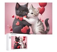 Rompecabezas para adolescentes, 1000 unidades, diseño de gatos del amor, tarjeta de felicitación para el día de San Valentín, juguete para decoración de pared, actividades divertidas en casa, 1000