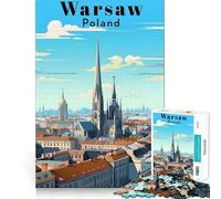 Rompecabezas para Adolescentes 1000 Varsovia Polonia Viajes Corte preciso Diversión Creativo Juego Mental Relajación Tiempo de Diversión Arte (38x52cm)