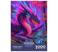Rompecabezas para Adolescentes 1000 Vibrant Dragon in Fantasy Forest Rompecabezas para Adultos Juguete Decoración De Pared Alivia El Estrés Ayuda A Ejercitar El Cerebro 38x26cm/1000pcs