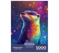Rompecabezas para Adolescentes 1000 Vibrant Otter in Starry Waters Rompecabezas para Adultos Juguete Decoración De Pared Alivia El Estrés Ayuda A Ejercitar El Cerebro 38x26cm/1000pcs