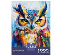 Rompecabezas para Adolescentes 1000 Vibrant Owl Art -1 Rompecabezas para Adultos Juguete Decoración De Pared Alivia El Estrés Ayuda A Ejercitar El Cerebro 38x26cm/1000pcs