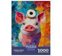 Rompecabezas para Adolescentes 1000 Vibrant Pig Art -2 Rompecabezas para Adultos Juego Práctico Patrón De Ensamblaje Oferta como Regalos para Toda La Familia 70x50cm/1000pcs