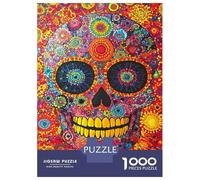 Rompecabezas para Adolescentes 1000 Vibrant Skull Art -2 Rompecabezas para Adultos Juguete Decoración De Pared Alivia El Estrés Ayuda A Ejercitar El Cerebro 70x50cm/1000pcs