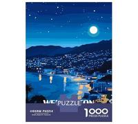 Rompecabezas para Adolescentes 1000 Wellington New Zealand Night Cityscape Rompecabezas para Adultos Juego Práctico Mejora La Memoria para Cumpleaños, Navidad 70x50cm/1000pcs