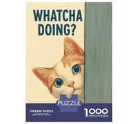 Rompecabezas para Adolescentes 1000 Whatcha Doing Curious Cat Peeking Rompecabezas para Adultos Juegos Relajantes Decoración Perfecta Cumpleaños 52x38cm/1000pcs