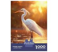 Rompecabezas para Adolescentes 1000 White Heron at Sunset Rompecabezas para Adultos Juguetes De Bricolaje Análisis Y Lógica Ayudan A Ejercitar El Cerebro 38x26cm/1000pcs