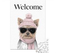 Rompecabezas para Adolescentes 1000 Winter Dog Scarf Hat Set Rompecabezas para Adultos Juguete Decoración De Pared Alivia El Estrés Ayuda A Ejercitar El Cerebro 52x38cm/1000pcs