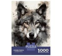 Rompecabezas para Adolescentes 1000 Wolf Beauty Watercolor Rompecabezas para Adultos Juego Práctico Patrón De Ensamblaje Oferta como Regalos para Toda La Familia 38x26cm/1000pcs