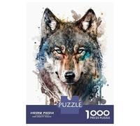 Rompecabezas para Adolescentes 1000 Wolf in Watercolor Rompecabezas para Adultos Juguetes De Bricolaje Análisis Y Lógica Ayudan A Ejercitar El Cerebro 52x38cm/1000pcs