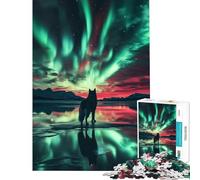Rompecabezas para Adolescentes 1000 Wulf Bajo Las Auroras boreales Juego práctico Juguete Juego Intelectual Regalos de cumpleaños Regalos para Mujeres (Tamaño 38x26cm)