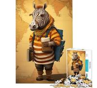 Rompecabezas para Adolescentes 1000 Zebra Traveler Art Juegos de relajación Juguete Juego Intelectual Grandes Regalos y Juguetes Actividades Familiares (Tamaño 38x26cm)