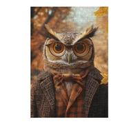 Rompecabezas para Adolescentes 1000pcs(38x26cm) Autumnal Owl in Plaid Coat Rompecabezas para Adolescentes Juegos Relajantes para La Diversión Familiar 1000pcs(38x26cm)