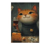 Rompecabezas para Adolescentes 1000pcs(38x26cm) Cat Drinking Wine with Cheese Rompecabezas para Adultos Juego Familiar para Mejorar La Memoria Regalo De Cumpleaños, Regalos, 1000pcs(38x26cm)