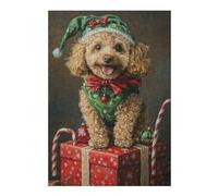 Rompecabezas para Adolescentes 1000pcs(38x26cm) Christmas Poodle with Presents Rompecabezas para Adultos Juguetes Antiestrés Mejora La Memoria Ayuda A Ejercitar El Cerebro 1000pcs(38x26cm)
