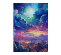 Rompecabezas para Adolescentes 1000pcs(38x26cm) City Lights Under Rainbow Sky Rompecabezas para Adultos Juego Práctico Decoración De Pared Cumpleaños 1000pcs(38x26cm)