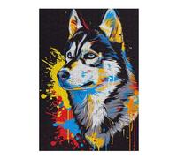 Rompecabezas para Adolescentes 1000pcs(38x26cm) Colorful Husky Art Print-2 Rompecabezas para Adultos Juguetes De Bricolaje Análisis Y Lógica Difícil Y Desafiante 1000pcs(38x26cm)