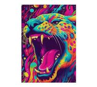 Rompecabezas para Adolescentes 1000pcs(38x26cm) Colorful Roaring Jaguar Art Print Rompecabezas para Adultos Juego Familiar Carrera De Velocidad De Manos Regalos Y Cumpleaños Únicos 1000pcs(38x26cm)