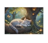 Rompecabezas para Adolescentes 1000pcs(38x26cm) Enchanted Forest Cat Nap Rompecabezas para Adultos Juego De Ingenio Patrón De Montaje para Cumpleaños, Navidad 1000pcs(38x26cm)