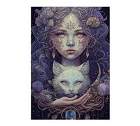 Rompecabezas para Adolescentes 1000pcs(38x26cm) Fantasy Artwork Mystical Woman with Cat Rompecabezas para Adultos Juego Práctico Decoración De Pared Cumpleaños 1000pcs(38x26cm)