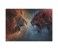 Rompecabezas para Adolescentes 1000pcs(38x26cm) Fantasy Lion Vs. Demon Battle Rompecabezas para Adultos Juego De Ingenio Patrón De Montaje para Cumpleaños, Navidad 1000pcs(38x26cm)
