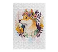 Rompecabezas para Adolescentes 1000pcs(38x26cm) Floral Shiba Inu Dog Art Rompecabezas para Adultos Juegos De Relajación Decoración del Hogar Interacción Entre Padres E Hijos 1000pcs(38x26cm)
