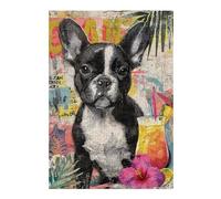 Rompecabezas para Adolescentes 1000pcs(38x26cm) French Bulldog Tropical Cocktail Art Print Rompecabezas para Adultos Juego De Ingenio Decoración De Pared Desafiante De Completar 1000pcs(38x26cm)