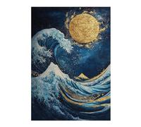 Rompecabezas para Adolescentes 1000pcs(38x26cm) Golden Wave with Mountain and Moon Rompecabezas para Adolescentes Juegos Relajantes Regalo De Cumpleaños Desafiante De Completar 1000pcs(38x26cm)