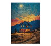 Rompecabezas para Adolescentes 1000pcs(38x26cm) Moonlit Cabin in Mountains Rompecabezas para Adultos Juego Familiar para Mejorar La Memoria Regalo De Cumpleaños, Regalos, 1000pcs(38x26cm)