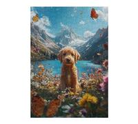 Rompecabezas para Adolescentes 1000pcs(38x26cm) Mountain Lake Flowers Butterflies Dog Rompecabezas para Adolescentes Juegos Relajantes para La Diversión Familiar 1000pcs(38x26cm)