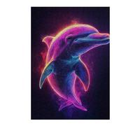 Rompecabezas para Adolescentes 1000pcs(38x26cm) Neon Dolphin Art Print Rompecabezas para Adultos Juego Familiar para Mejorar La Memoria Regalo De Cumpleaños, Regalos, 1000pcs(38x26cm)