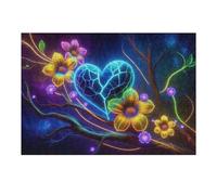Rompecabezas para Adolescentes 1000pcs(38x26cm) Neon Flowers Heart Artwork Rompecabezas para Adultos Juegos Familiares Decoración Difícil Y Desafiante 1000pcs(38x26cm)