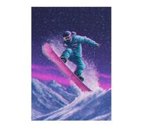 Rompecabezas para Adolescentes 1000pcs(38x26cm) Neon Snowboarder in Action Juegos De Rompecabezas Divertidos para Adultos Decoración Actividades Divertidas En Casa 1000pcs(38x26cm)