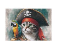 Rompecabezas para Adolescentes 1000pcs(38x26cm) Pirate Cat with Parrot Rompecabezas para Adultos Juego De Ingenio Patrón De Montaje para Cumpleaños, Navidad 1000pcs(38x26cm)