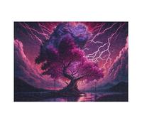 Rompecabezas para Adolescentes 1000pcs(38x26cm) Purple Lightning Tree Landscape Rompecabezas para Adultos Juego Práctico Decoración De Pared Cumpleaños 1000pcs(38x26cm)