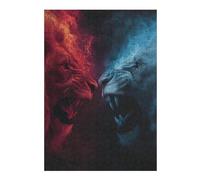 Rompecabezas para Adolescentes 1000pcs(38x26cm) Red Vs Blue Lions Epic Face-Off Rompecabezas para Adultos Juguetes De Bricolaje Que Mejoran La Memoria Difícil Y Desafiante 1000pcs(38x26cm)