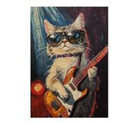 Rompecabezas para Adolescentes 1000pcs(38x26cm) Rock Star Cat Guitar Painting -4 Rompecabezas para Adultos Juegos Familiares Alivia El Estrés Juegos Desafiantes Regalos 1000pcs(38x26cm)