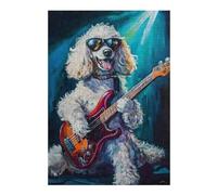 Rompecabezas para Adolescentes 1000pcs(38x26cm) Rock Star Poodle Guitar Painting Rompecabezas para Adultos Juego Familiar para Mejorar La Memoria Regalo De Cumpleaños, Regalos, 1000pcs(38x26cm)