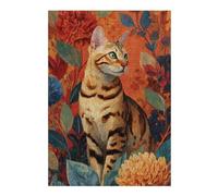 Rompecabezas para Adolescentes 1000pcs(38x26cm) S Painted Cat with Flowers Rompecabezas para Adolescentes Juegos Relajantes para La Diversión Familiar 1000pcs(38x26cm) S