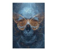 Rompecabezas para Adolescentes 1000pcs(38x26cm) Skull with Butterfly Wings Art Print Rompecabezas para Adultos Juego De Ingenio Decoración De Pared Desafiante De Completar 1000pcs(38x26cm)