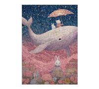 Rompecabezas para Adolescentes 1000pcs(38x26cm) Whale Floating in Pink Sky Rompecabezas para Adolescentes Juegos Relajantes para La Diversión Familiar 1000pcs(38x26cm)