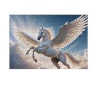 Rompecabezas para Adolescentes 1000pcs(38x26cm) White Winged Horse in Sky Rompecabezas para Adultos Juego De Ingenio Patrón De Montaje para Cumpleaños, Navidad 1000pcs(38x26cm)