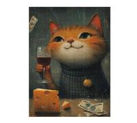 Rompecabezas para Adolescentes 1000pcs(52x38cm) Cat Drinking Wine with Cheese Rompecabezas para Adultos Juego De Ingenio Decoración De Pared Desafiante De Completar 1000pcs(52x38cm)