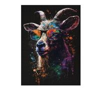 Rompecabezas para Adolescentes 1000pcs(52x38cm) Colorful Goat Sunglasses Art Print Rompecabezas para Adultos Juego Práctico Decoración De Pared Cumpleaños 1000pcs(52x38cm)