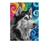 Rompecabezas para Adolescentes 1000pcs(52x38cm) Colorful Husky Art Print-1 Rompecabezas para Adultos Juguetes Antiestrés Mejora La Memoria Ayuda A Ejercitar El Cerebro 1000pcs(52x38cm)