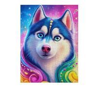 Rompecabezas para Adolescentes 1000pcs(52x38cm) Colorful Husky Art Print-2 Rompecabezas para Adultos Juegos Relajantes Que Mejoran La Memoria Actividades Divertidas En Casa 1000pcs(52x38cm)