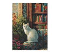 Rompecabezas para Adolescentes 1000pcs(52x38cm) Cozy Reading Nook with White Cat Rompecabezas para Adultos Juegos Relajantes Una Obra De Arte Cumpleaños Y Navidad 1000pcs(52x38cm)